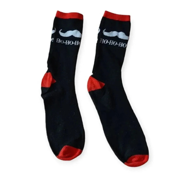 HO-HO-HO! Women's Black and Red Long Christmas Socks - Picture 2 of 3